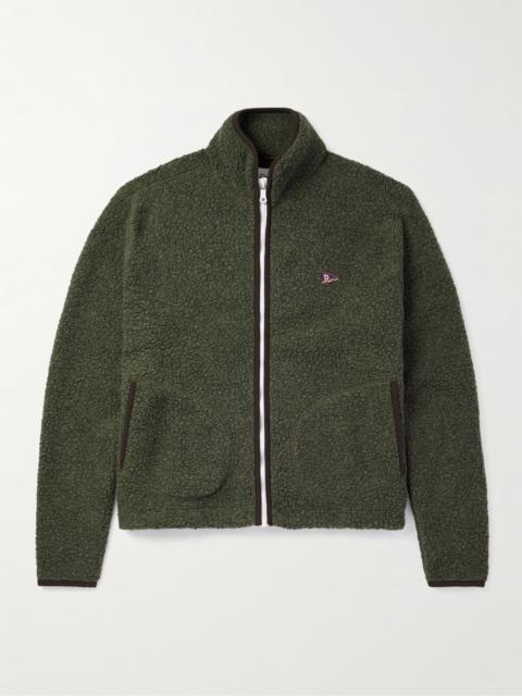 Logo-Embroidered Wool-Blend Bouclé Jacket Army green