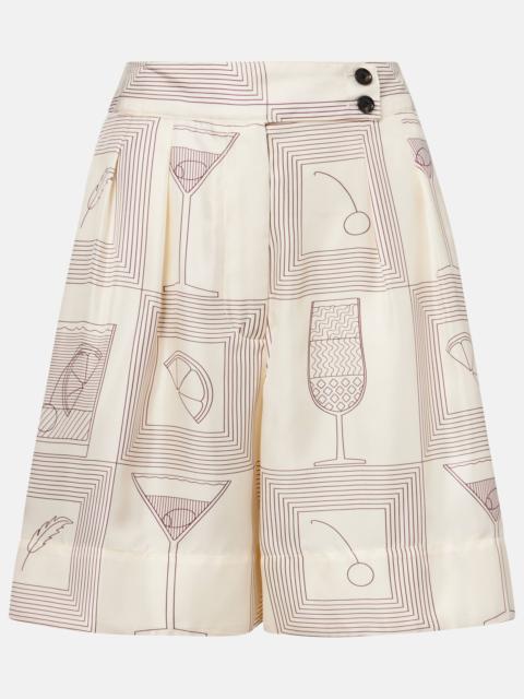Dorin printed silk twill Bermuda shorts