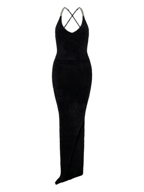 chain-strap asymmetric-hem dress