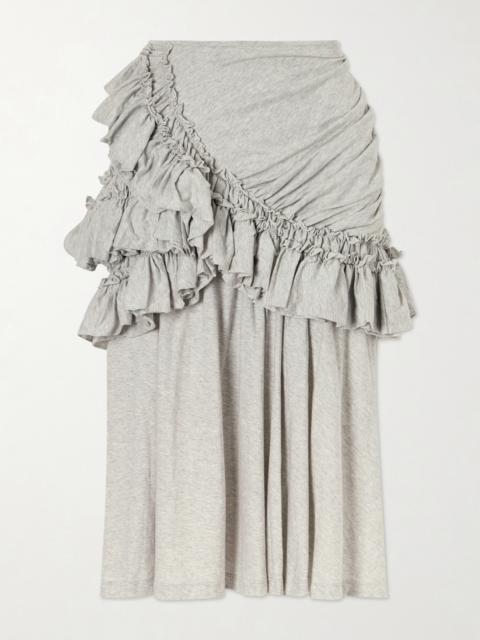 Ruffled Cotton-jersey Midi Skirt