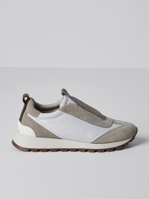 Suede and taffeta runners with precious detail