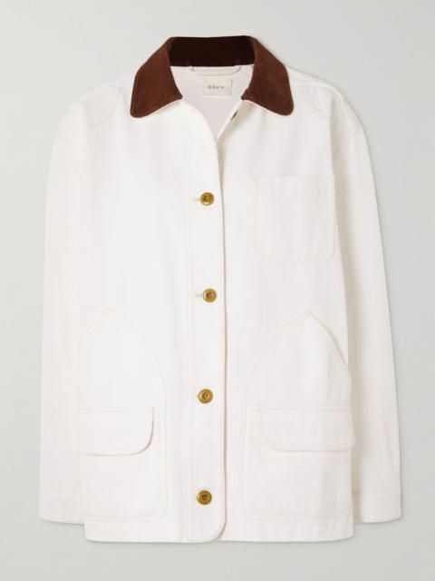 Pascual corduroy-trimmed cotton jacket White