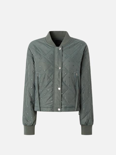 QUILTED BOMBER JACKET WITH RHINESTONES AND STUDS