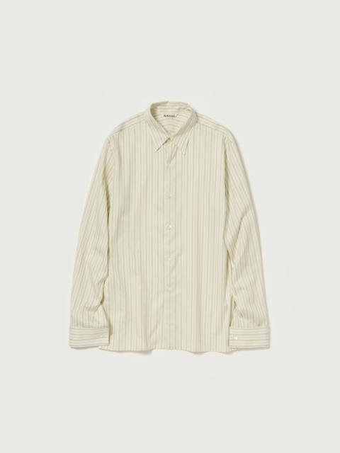 COTTON SILK STRIPE DOUBLE-CUFF SHIRT