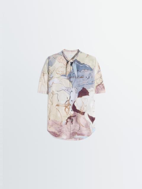 SHORT SLEEVE SHIRT WITH FOULARD IN AQUAREL PRINTED COTTON