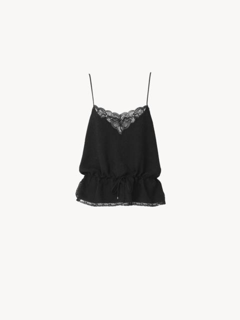 DRAWSTRING CAMISOLE TOP IN SILK JACQUARD & LACE