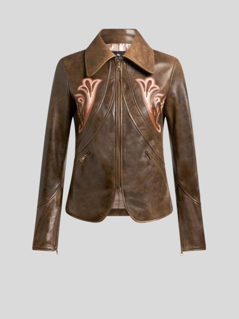 LEATHER JACKET WITH INLAYS