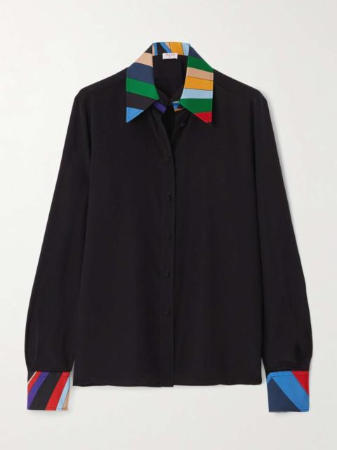 Printed silk-crepe shirt