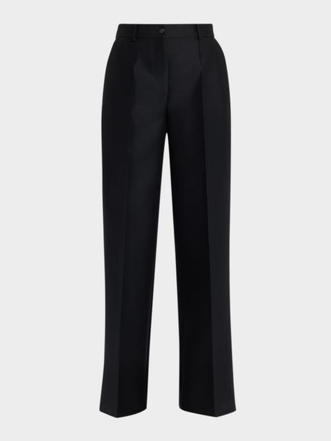Faille Heavy Wool-Blend Pintuck Trousers
