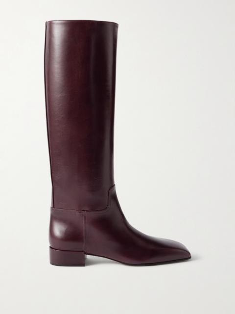 Classic Square Leather Knee Boots