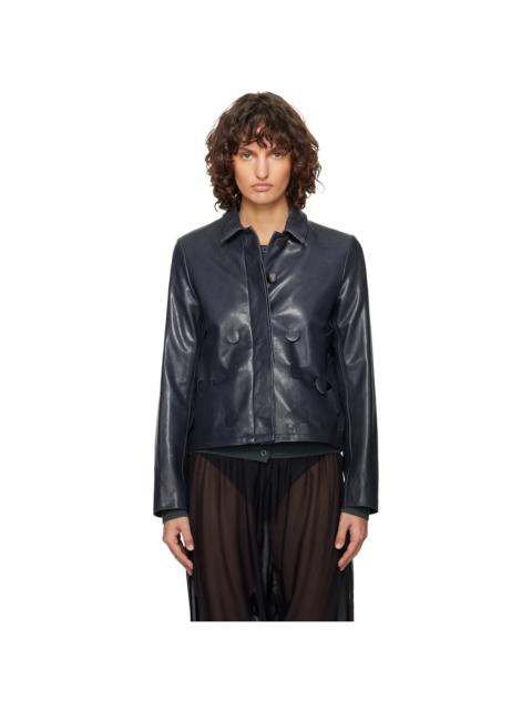 Navy Candela Leather Jacket