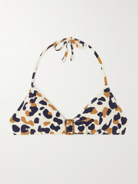 Coquillage Ecailles Buckled Printed Triangle Halterneck Bikini Top