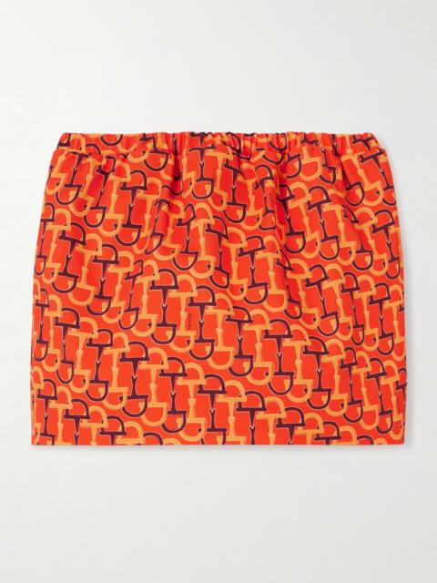 Printed Cotton-twill Mini Skirt