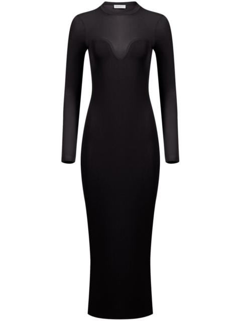 textured semi-sheer midi dress