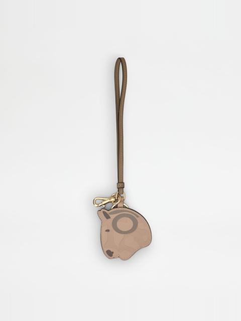 PENDANT IN LEATHER - PINK, GREY