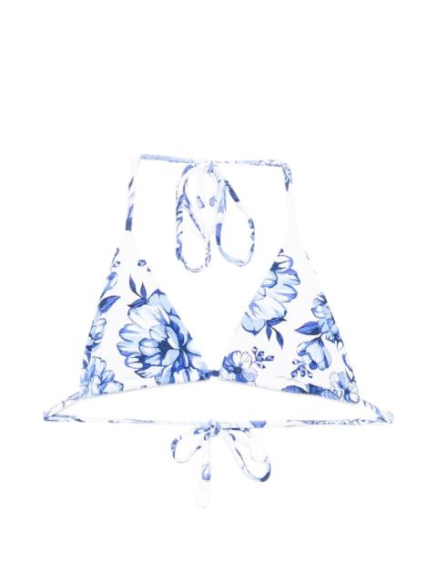 floral-print bikini top