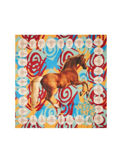 Multicolor Horse Square Scarf