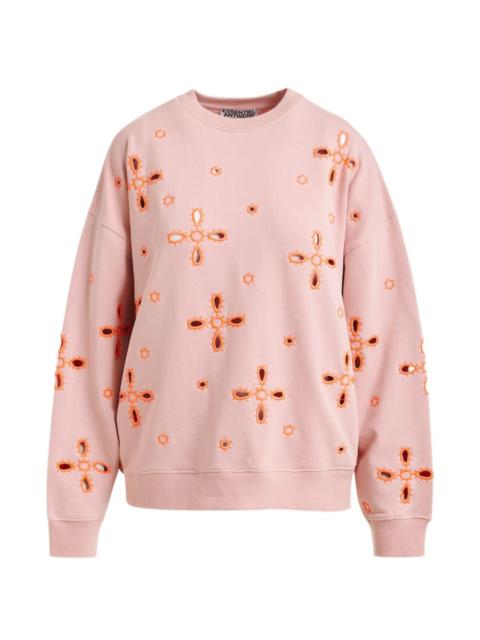 floral-pattern embroidered sweatshirt