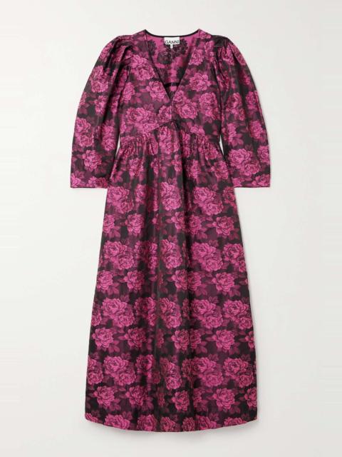 Floral-print jacquard midi dress