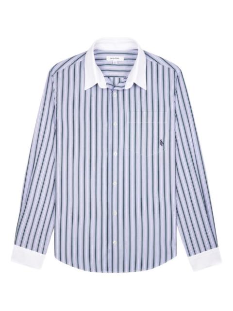 striped contrast-collar shirt
