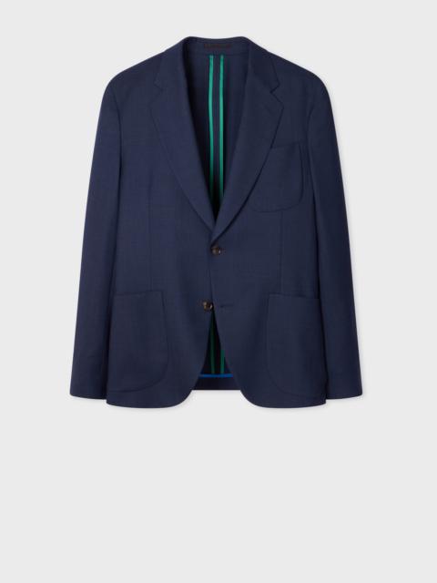 A Suit To Travel In - Dark Blue Marl Wool Patch-Pocket Blazer