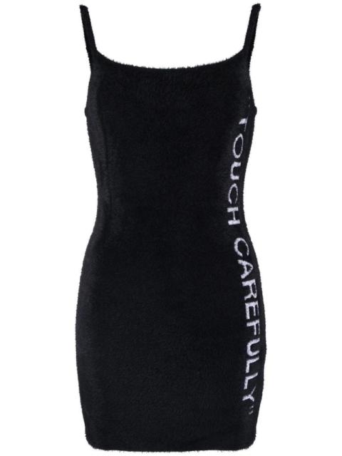 OFF WHITE WOMEN Quote Fuzzy Mini Dress Black White