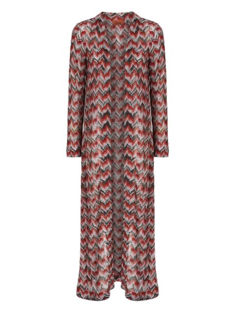 chevron-pattern maxi cardigan