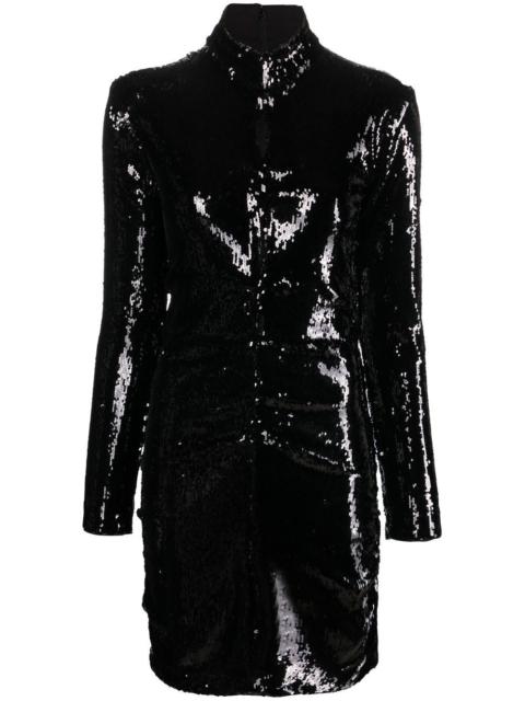long-sleeve sequin-embellished dress