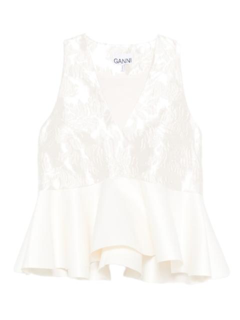 satin cloque peplum top