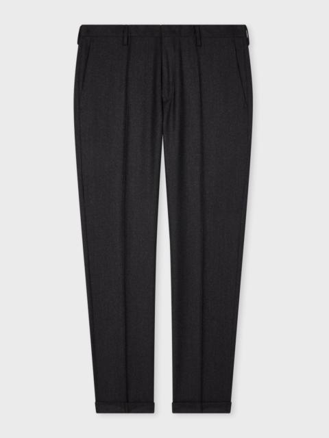 Slim-Fit Dark Charcoal Overdyed Wool-Cashmere Flannel Trousers
