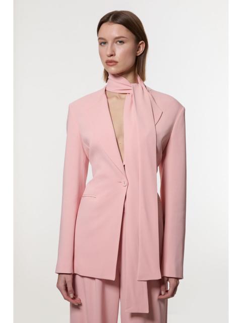 Compact Stretch Viscose Tie Neck Tailored Blazer