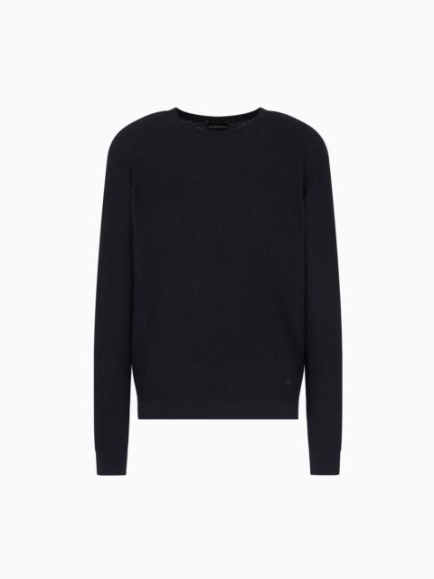 VIRGIN WOOL JUMPER WITH EMBOSSED JACQUARD PATTERN