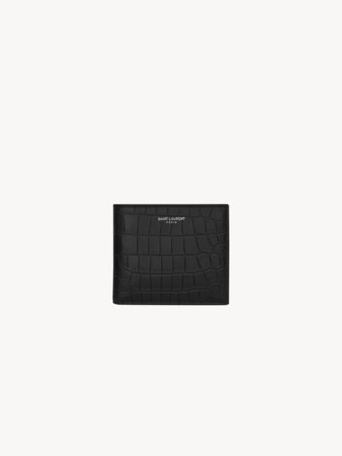 SAINT LAURENT PARIS EAST/WEST WALLET WITH COIN PURSE IN CROCODILE-EMBOSSED LEATHER