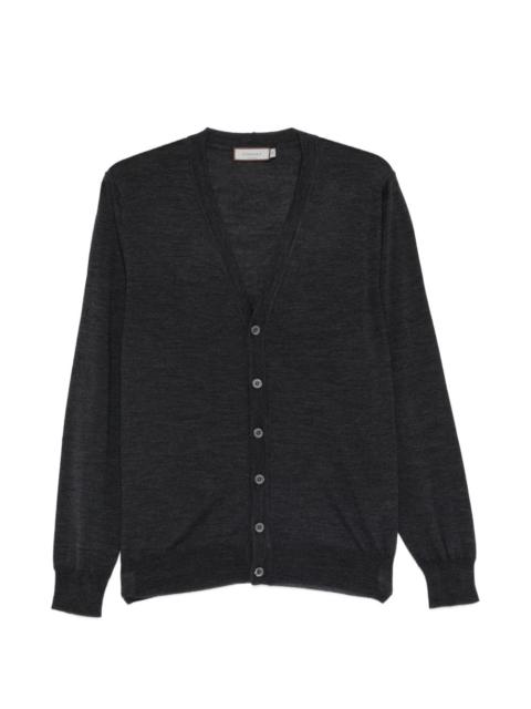 V-neck button-fastening cardigan