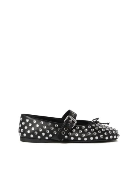 Ophelia Leather Ballerinas - Black Studded