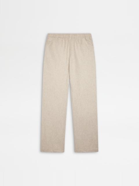 PANTS IN FLANNEL WITH DRAWSTRING - OFF WHITE