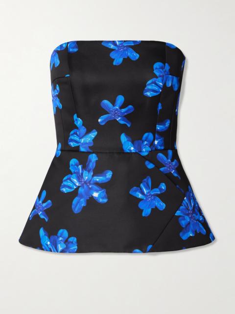 Regan Strapless Floral-print Faille Bustier Top