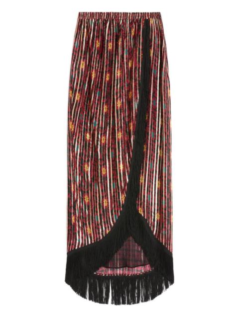fringed floral-print maxi skirt
