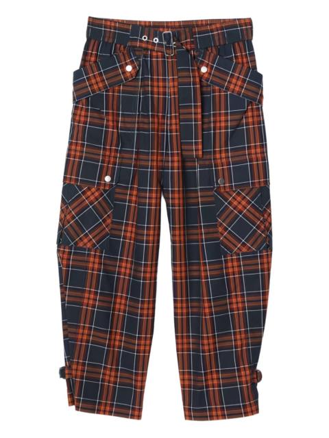plaid-pattern cropped trousers