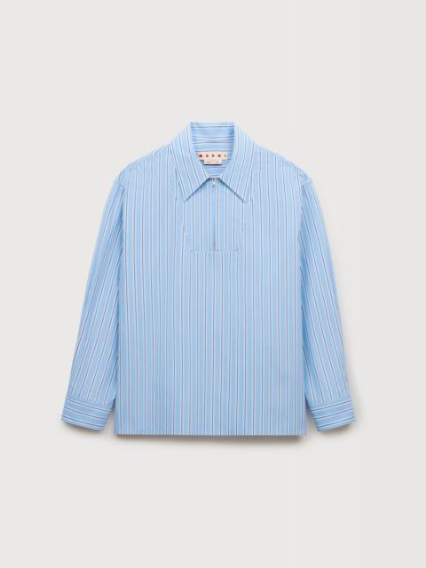 LIGHT BLUE STRIPED POPLIN SHIRT WITH ZIPPER BIB