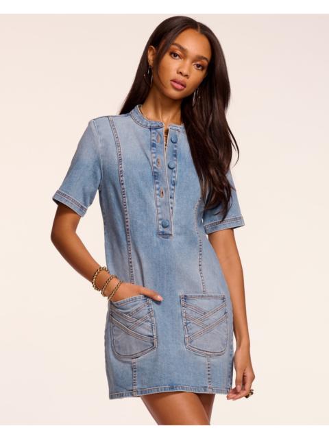 Skylar Short Sleeve Braided Denim Dress
