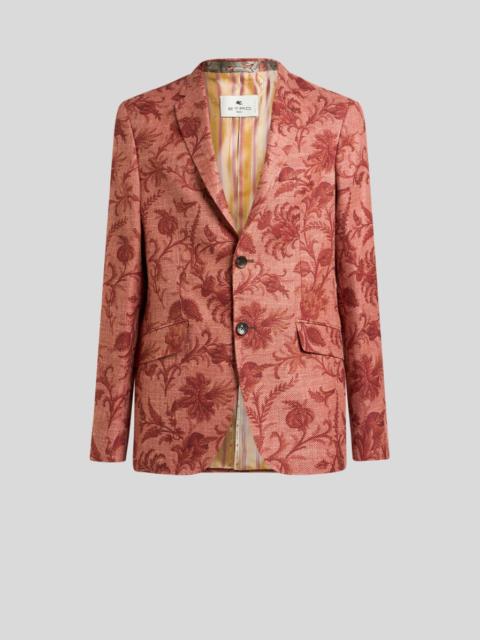 SINGLE-BREASTED WOOL-BLEND JACKET WITH FLORAL MOTIF