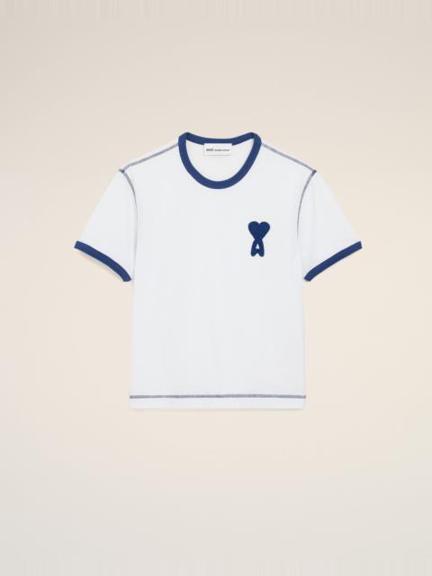 WHITE COTTON AMI DE COEUR KNITTED PATCH T-SHIRT