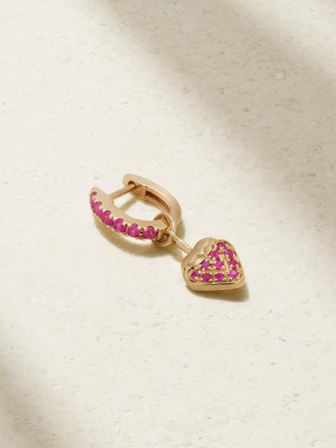 Dangly 14-karat Gold Sapphire And Ruby Single Earring