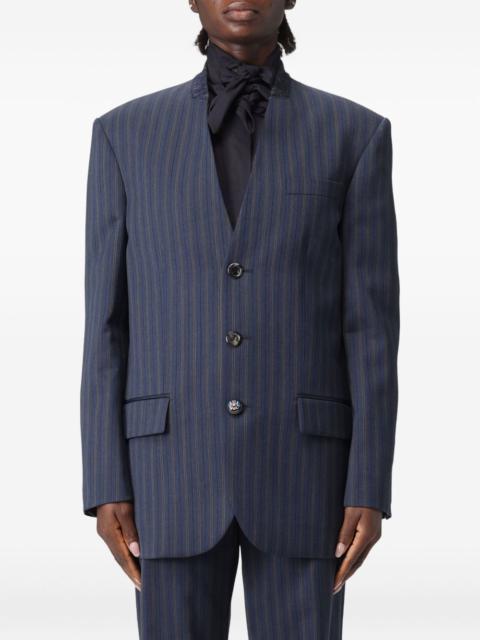 pinstripe-print blazer