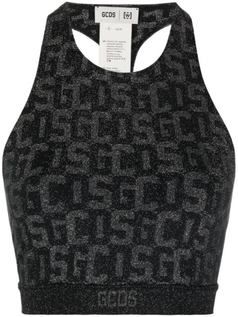 logo-print lurex cropped top