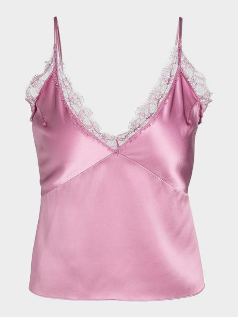 Lace-Trim Silk Charmeuse Cami
