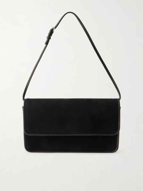 Nancy Leather-trimmed Suede Shoulder Bag