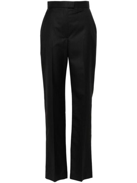 pinstripe wool trousers