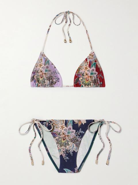Rhiannon floral-print triangle bikini Blue